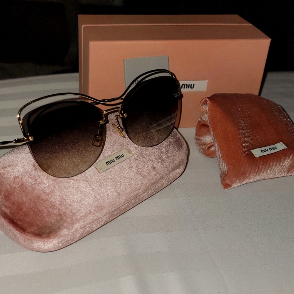 Miu Miu Women's SMU50T SMU/50T ZVN/5O0 Pale Gold Cat Eye Sunglasses 60mm